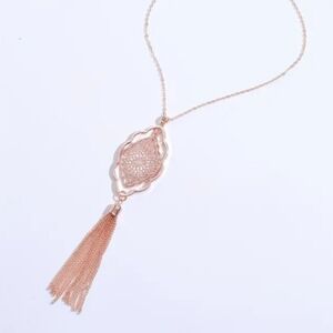 Boho Long Tassel Necklace Rose Gold Plated NIP